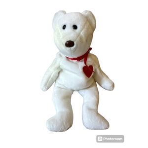 Ty Beanie Baby Valentine Plush Stuffed Animal White Red One Size